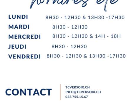 Horaire secrétariat – été jusqu’au 18 août 2025