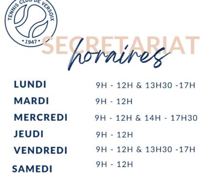 Horaires secrétariat