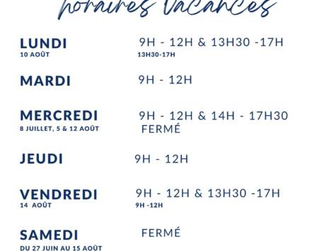 Horaires vacances secrétariat